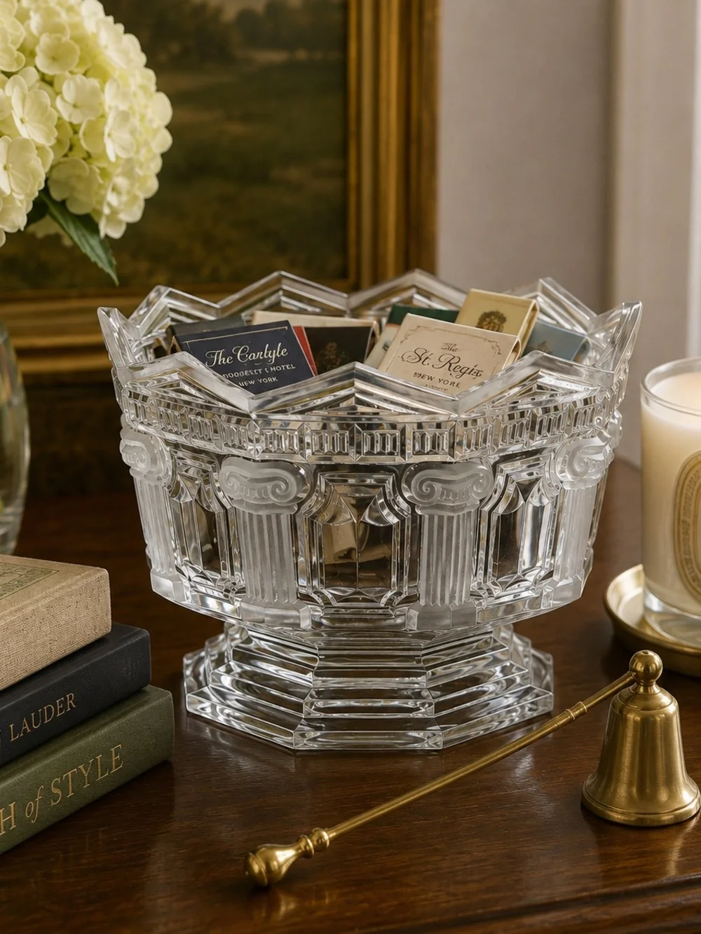 Vintage Mikasa Parthenon Frost Crystal | 8” Pedestal Bowl Greek Columns